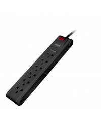 Regleta de 6 tomas, color negro CA 120-220V marca Forza