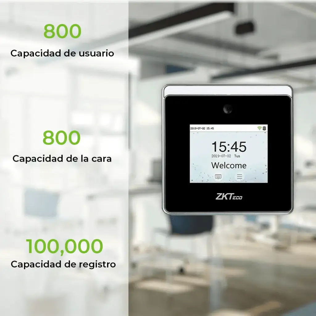 Biometrico Reloj Checador de Asistencia y Control de Acceso Wifi con Reconocimiento Facial Ultra Rapido Modelo HORUS-TL2 Marca ZKTEKO