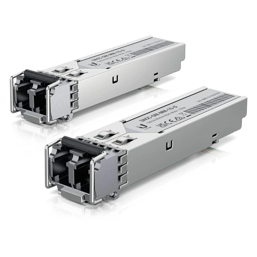 Modulos (Pareja) SFP de 1Gbps Fibra Multimodo LC/UPC duplex 550m Modelo  UACC-OM-MM-1G-D-2 Marca Ubiquiti