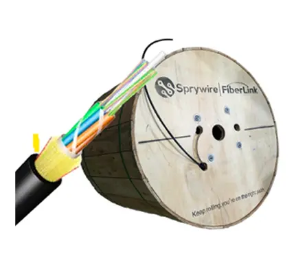 Fibra Óptica 24 hilos Dielectrica Carrete de 5KM SM G652D Multitube ADSS Lite Single Jacket Marca SpryWire Fiberlink