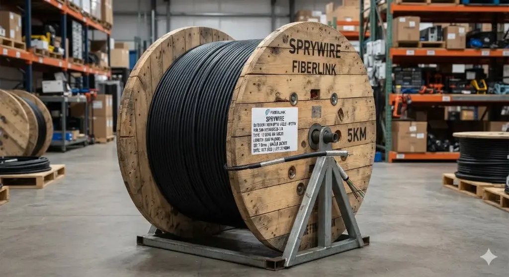 Fibra Óptica 24 hilos Carrete de 5KM SM G652D Multitube ADSS Lite Single Jacket Marca SpryWire Fiberlink