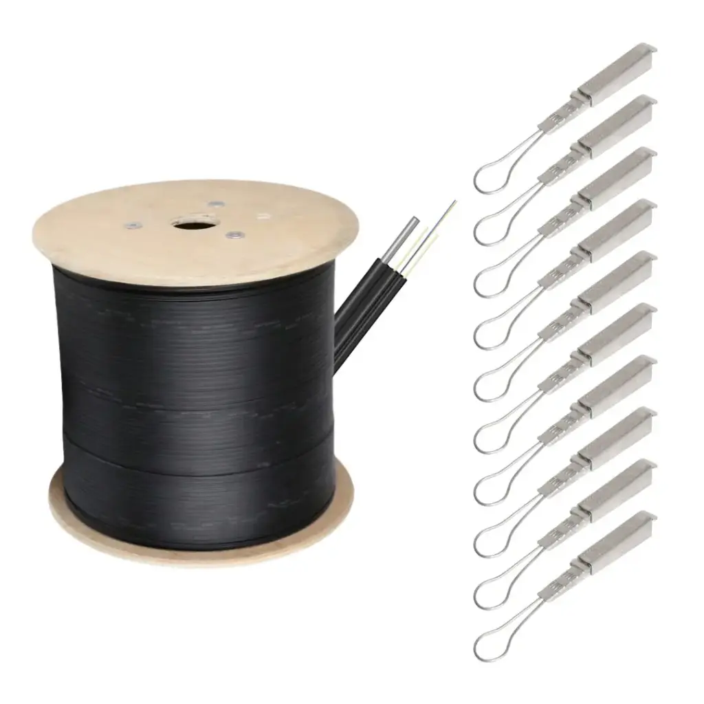 Combo de Bobina de Fibra Drop plana, 1 + 10 Camarones de Metal