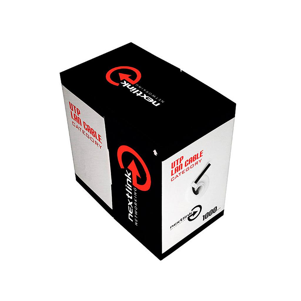 Cable UTP, Categoria 5E, exterior, caja de 305Mts, color negro con gel, Nextlink