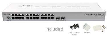 Cloud Router Switch, conmutador de 24 puertos Gigabit con 2 slot SFP+, carcasa de montaje para rack 1U, Dual Boot (Routeros O Switchos) marca Mikrotik