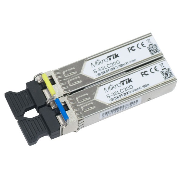Kit de dos módulos SFP (1.25G), 20Km, single mode, marca Mikrotik