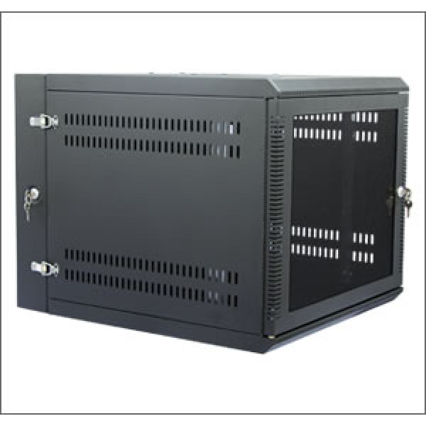 Gabinete pared Fijo 7U  Laterales removibles , Color Negro, 20" profundidad, Marca QUEST.