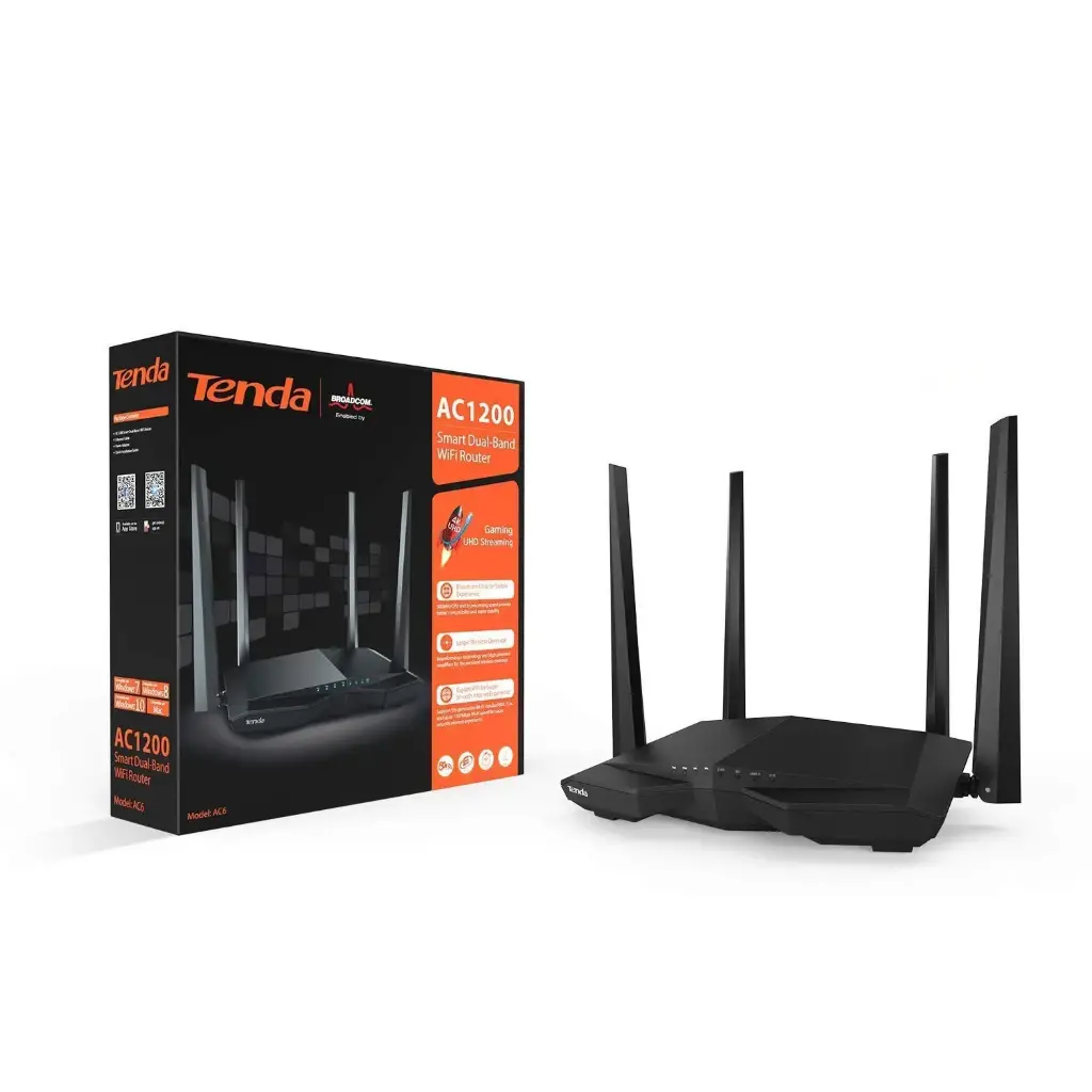 Router WiFi de doble banda inteligente AC1200 Modelo AC6 Marca Tenda 
