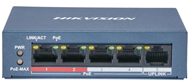 Hikvision Value Series DS-3E0105P-E/M - Conmutador - sin gestionar Hikvision 4 x 10/100 (PoE+) + 1 x 10/100 (enlace ascendente)