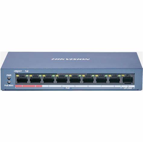 HIKVISION DS-3E0109P-E/M(B)L2 SWITCH NO ADMIN DE 8 PUERTOS POE 10/100 RJ45 1 PUERTO 10/100 RJ45