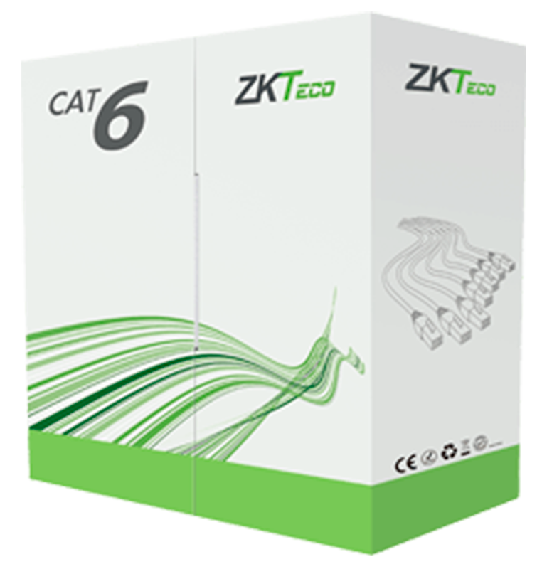 Bobina de cable UTP Cat.6, CCA,305m, para interior, color Blanco, marca ZKTeco