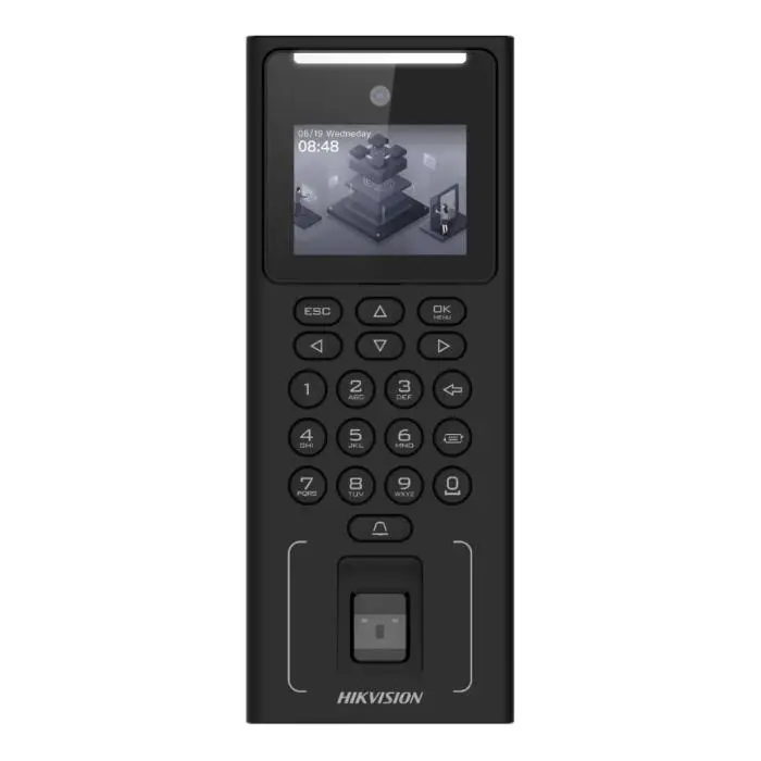 Terminal Facial Min Moe WIFI 500 Rostros y Lector de Tarjetas MIFARE / Stand Alone / 3,000 Huellas / 3,000 Tarjetas. Marca Hikvision