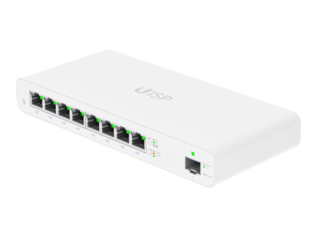 Ubiquiti UISP - Conmutador - 8 x 10/100/1000 (PoE) + 1 x Gigabit SFP - sobremesa - PoE (110 W)