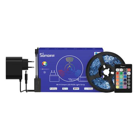SONOFF L2 Lite-5M-US - Tira de luz LED RGB inteligente de 5m, control por bluetooth, hasta 21 escencas, cambio de colores con el ritmo de la música.