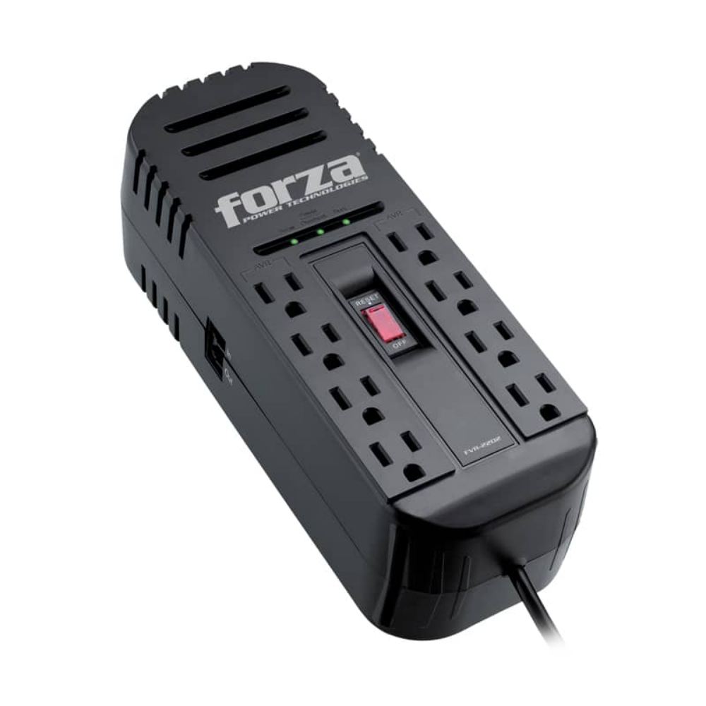 Regulador automático de voltaje 2200VA/1100W, 8 slds, RJ11-120V marca Forza