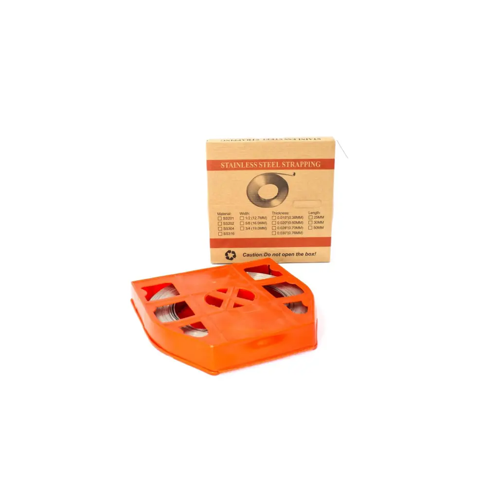 Cinta Metalica strap Caja plastica (tipo BAND-IT) Rollo 40mts Medida 3/4  