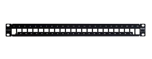 Patch Panel Tera Max Blindado 24 Puertos Vacio 1RU Negro Marca Siemon Modelo TM-PNLZ-24-01 