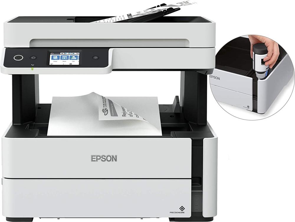 Epson, Ecotank M3170, Impresora Multifuncional Inalámbrica, Monocromática, USB, Wi-Fi, Color Blanco/Negro