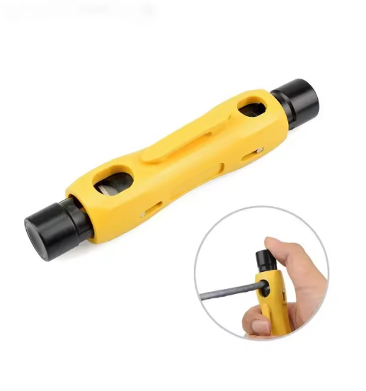 Peladora tipo lapiz amarilla para cables coaxial: RG6, RG7, RG11, RG59,  cable de red: CAT5, CAT6, 