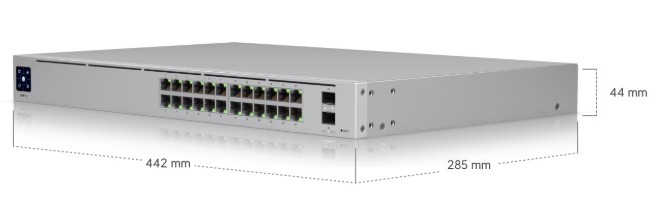 UniFi Switch USW-Pro-24, Capa 3 de 24 puertos Gigabit RJ-45 + 2 puertos 1/10G SFP+