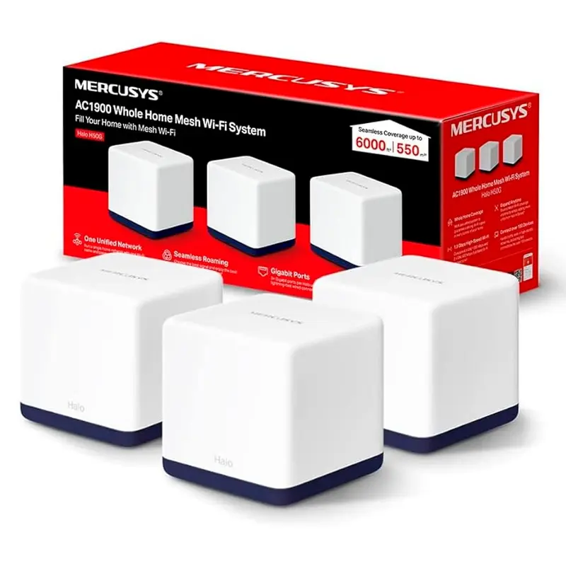 Halo-H50G-3PACK Sistema Mesh Wi-Fi 5 Mercusys Halo H50G Doble Banda 3Pack