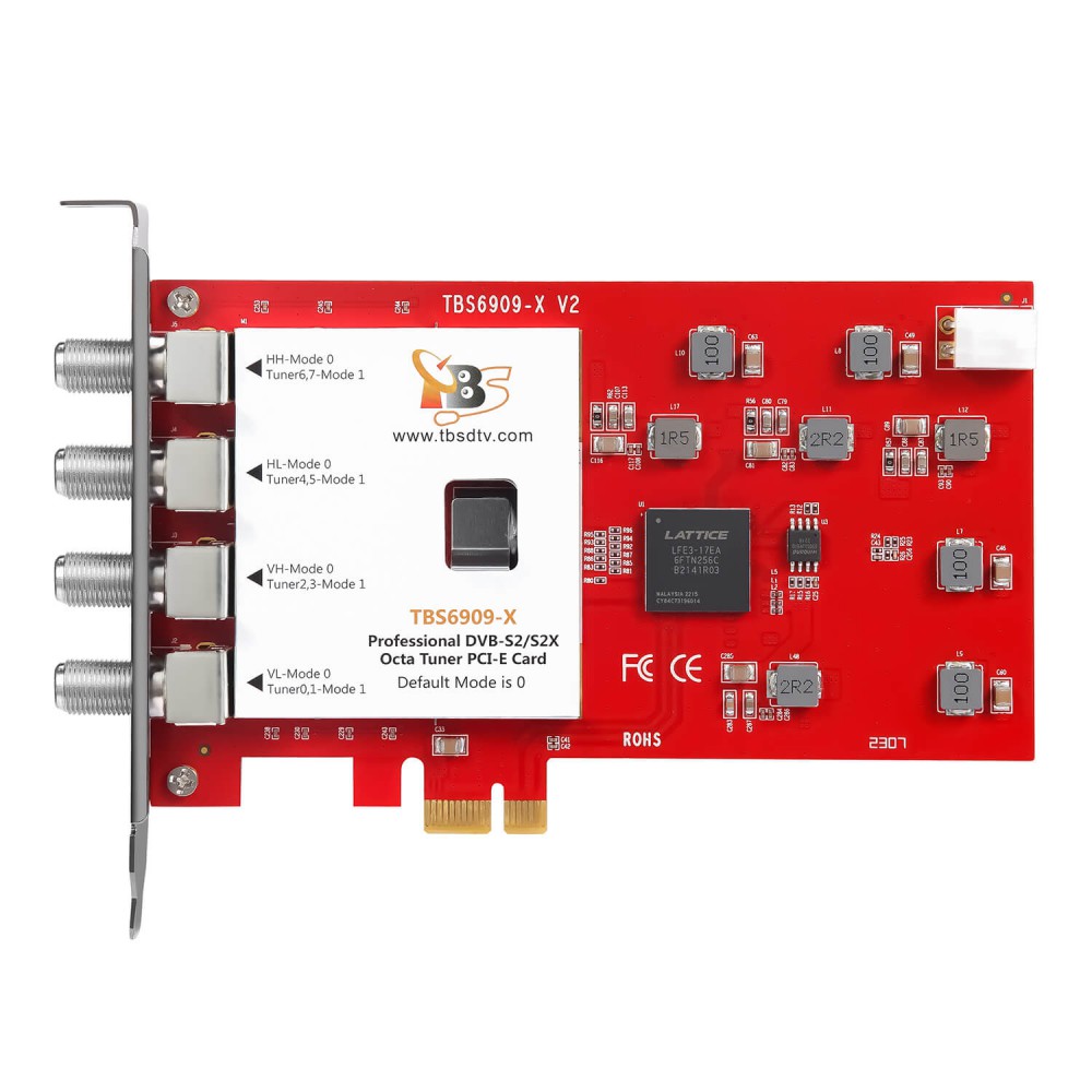 Tarjeta PCIe con sintonizador octa DVB-S2X/S2/S TBS6909-X V2 compatible con Tvheadend