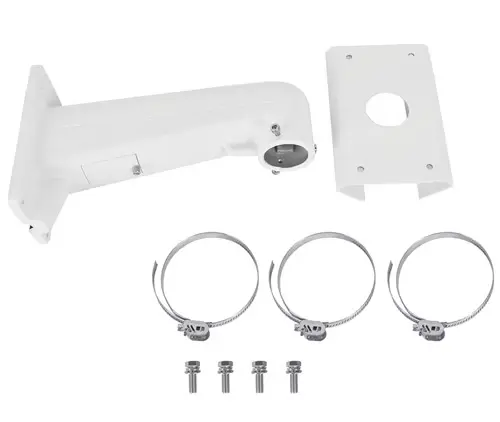 Montaje de poste para domo PTZ Hikvision, Montaje interior/exterior, material de aluminio y acero, Peso 2040g y dimensiones 117 x 194 x 451.3mm, Montaje de poste para domo PTZ Hikvision