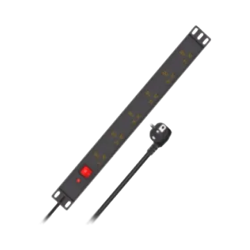 PDU 08 tomas, horizontal, protector de picos, chasis de aluminio, amperaje máximo 10A, voltaje 120V, marca ZKTeco 