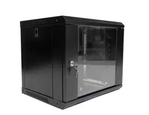 Gabinete de 9U no abatible, con bandeja y ventilador, Marca ConnecTech, Medidas 53x40x45CM 