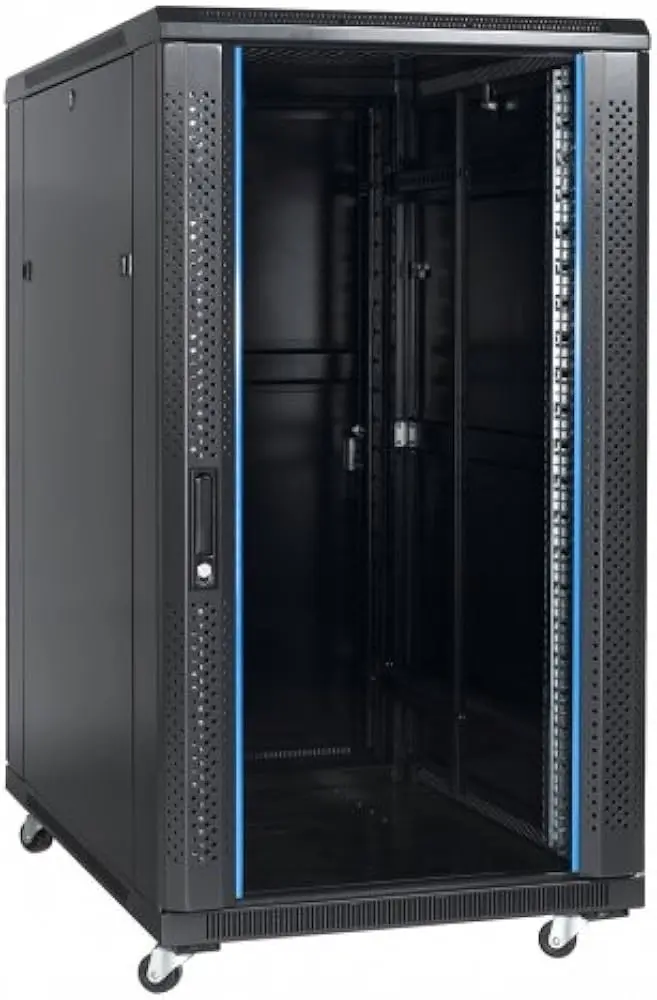 Gabinete de 36U abatible, con ruedas, 2 bandejas y 2 ventiladores, Marca ConnecTech, Medidas 60x180x80CM  