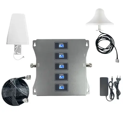 [AMP-TEL-5BAN] Amplificador de señal de teléfono móvil conjunto completo 2G 3G 4G Lte 5 (700 850 1700 1900 2600 MHz) 