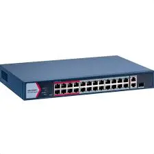 [DS-3E1326P-EI/M] Switch Monitoreable PoE+ 24 Puertos 100 Mbps PoE+ 2 Puertos 1000 Mbps + 2 Puertos SFP de Uplink PoE hasta 250 Metros Conexión Remota desde HikPartnerPro 370 Watts