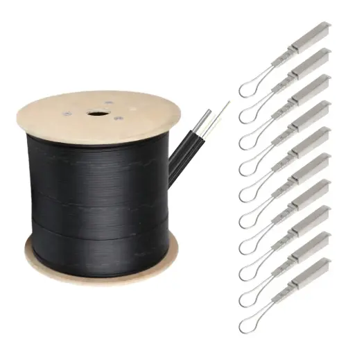[FO-CMB-DROP+TEN] Combo de Bobina de Fibra Drop plana, 1 + 10 Camarones de Metal