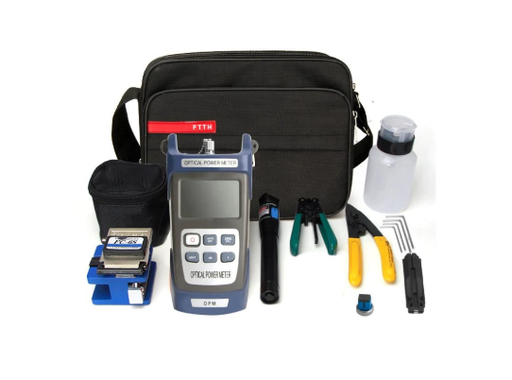 [FO-KIT-FTTH] Kit FTTH Incluye: Cleaver, Powe Meter, Lámpara óptica, dos peladoras Bote para Alcohol
