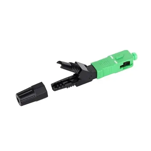 [FO-CON-SC/APC-A] Conector Rápido, SC/APC (Verde) Longitud 3mm, estilo Lagarto. Moldelo tipo A