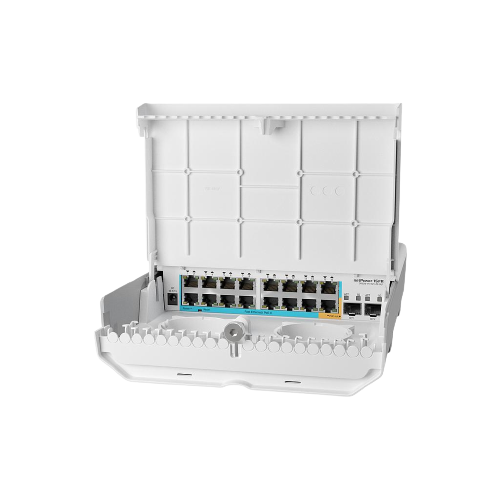 [CRS318-1Fi-15Fr-2SOUT] Switch netPower 15FR (GPEN), 15 puertos ethernet con PoE reverso, 2 puertos SFP. Para uso en exteriores, marca Mikrotik