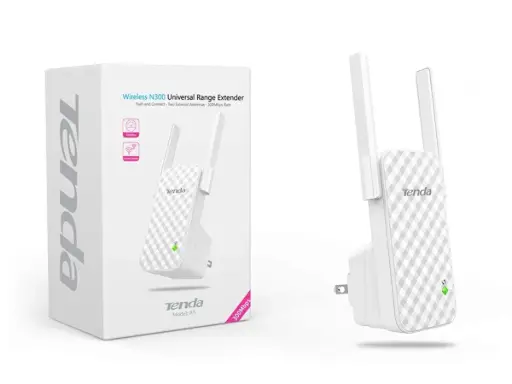[A9] extensor de alcance N300 inalámbrico diseñado especialmente para ampliar la cobertura WiFi existente y mejorar la intensidad de la señal, marca Tenda