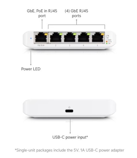 [USW-FLEX-MINI] Ubiquiti UniFi Switch USW Flex Mini - Conmutador - inteligente, 4 x 10/100/1000 + 1 x 10/100/1000 (PoE+) sobremesa PoE+