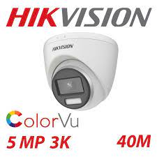 [DS-2CE72KF0T-FS] DS-2CE72KF0T-FS  Cámara ColorVu Domo Turbo 3K (5 Mpx), lente fijo, iluminador LED de 20 mts luz blanca, DWDR, 4 hibrida, IP67, microfono incorporado, marca Hikvision