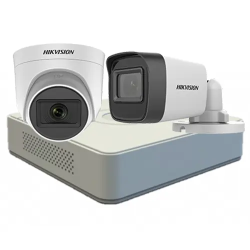 [Combo-2cam-2MP-hik-ColorVu] Combo de 2 cámaras Hikvision 1080 ColorVu, 2 video baluns rj45, 2 transformadores de 12V 2A,  1 disco duro de 1TB,1 dvr de 4 canales, 20 mts de cable para interior por cámara, 2 cajas tibox y conectores rj45.