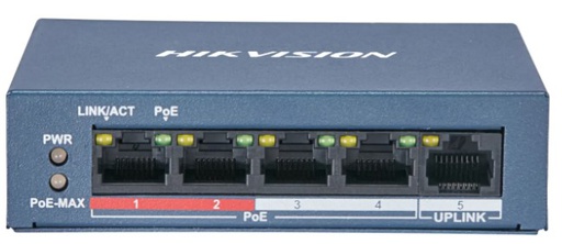 [DS-3E0105P-E/M] Hikvision Value Series DS-3E0105P-E/M - Conmutador - sin gestionar Hikvision 4 x 10/100 (PoE+) + 1 x 10/100 (enlace ascendente)