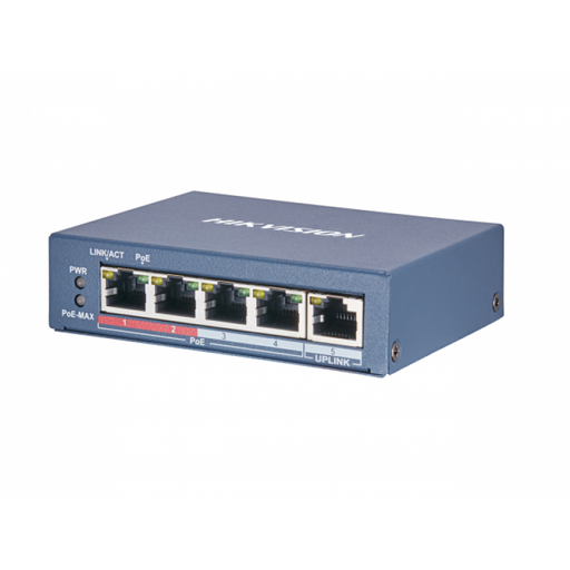 [DS-3E0505P-E/M] HIKVISION DS-3E0505P-E/M SWITCH NO ADMIN DE 4 PUERTOS POE 10/100/1000 RJ45 1 10/100/100 RJ45