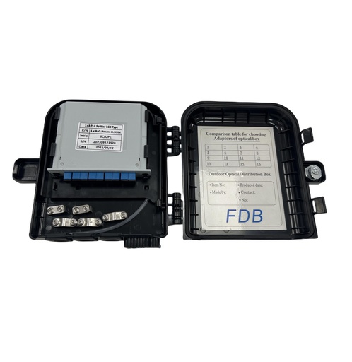 [FO-NAPC-8P-UPC] Caja NAP Cuadrada, Completa de 8 puertos SC/UPC