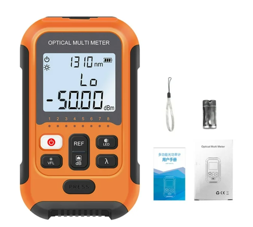 [FO-PM-NARANJA-AUA-M70/50] Power Meter Mini 3 en 1  Tester, Linterna Optica color naranja, Genérico modelo AUA-M70/50  Potencia -50+26Db 